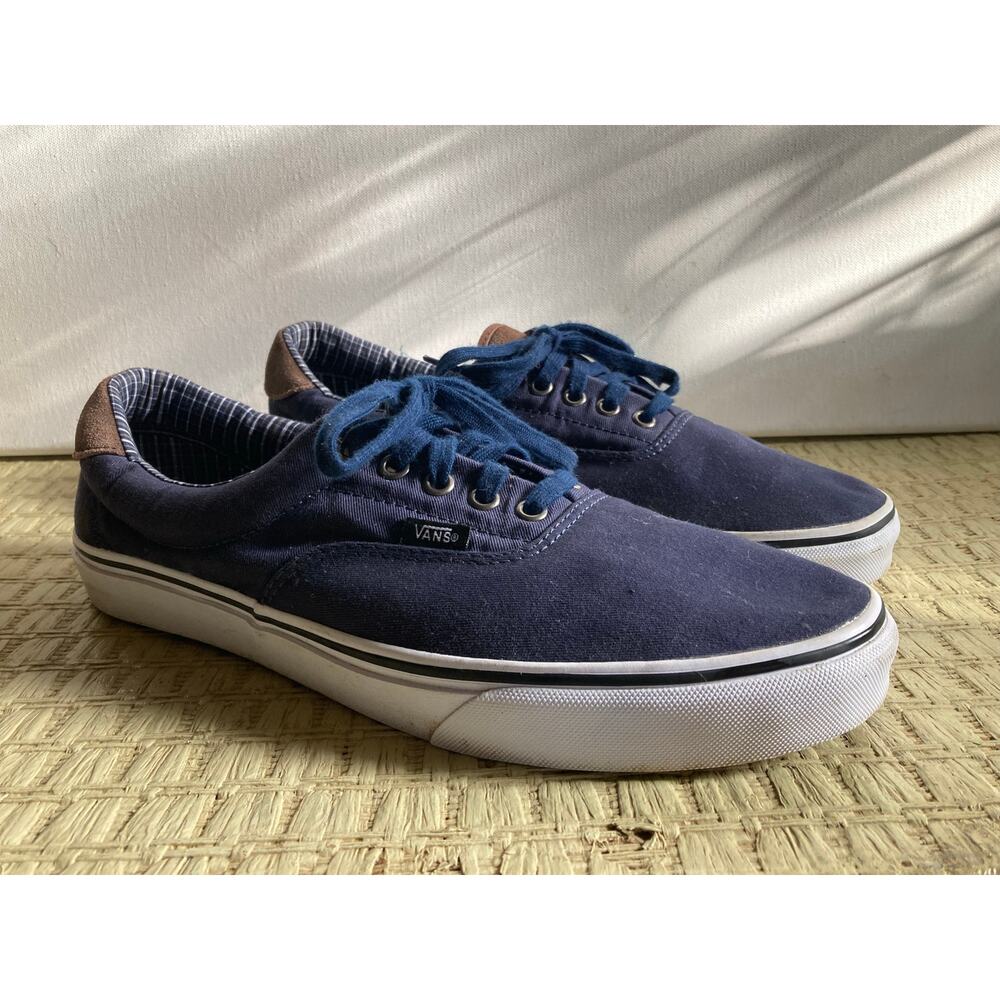 Vans Men’s Nautical Skater Canvas Sneakers | Navy Blue & Brown | Size 11.5